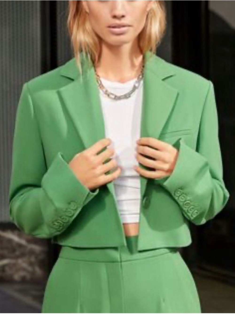 Dynamite Bright Green Cropped Blazer